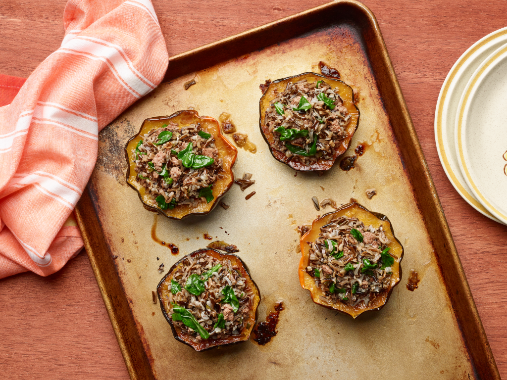 Bison And Wild Rice Stuffed Squash