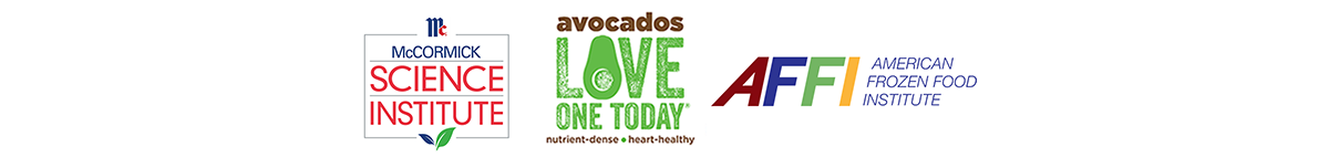 text logos for the McCormick Science Institute, Hass Avocado Board, and the American Frozen Food Institute