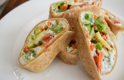 plate of Crunchy Vegetable Wraps