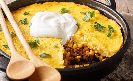 Stovetop Tamale Pie in a skillet