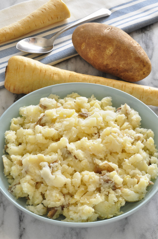 Mashed Parsnips and Potatoes in a bowl