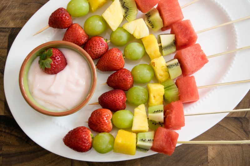 plate of Fruit Kabobs
