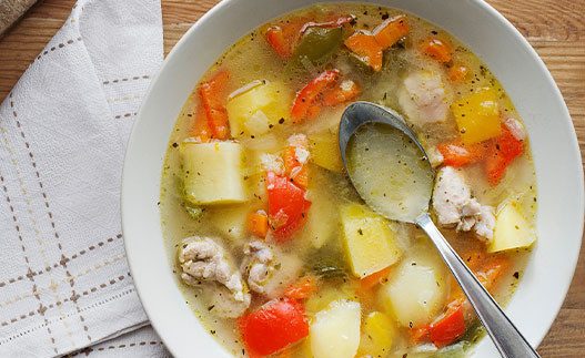 Quick Chicken & Vegetable Soup in a bowl