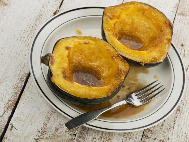 Baked acorn squash on a plate