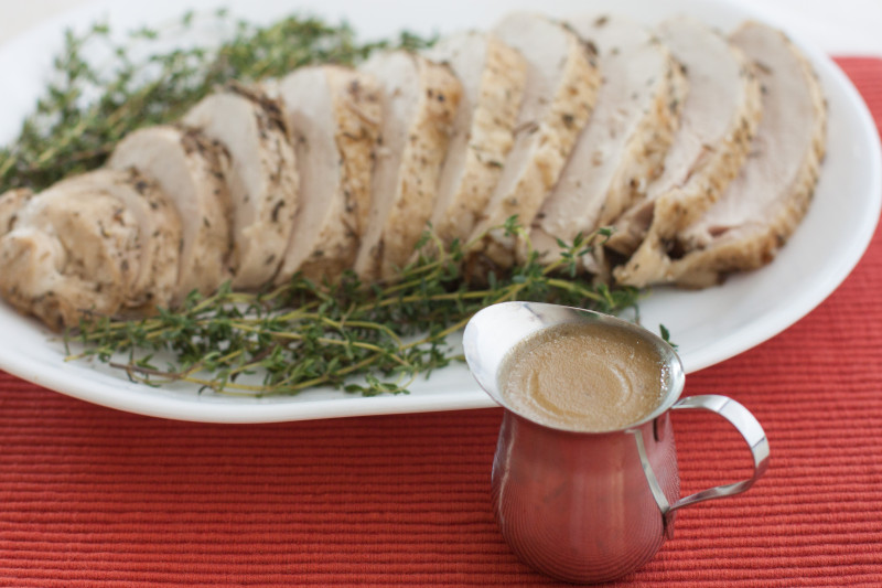 Turkey Gravy with a platter of turkey