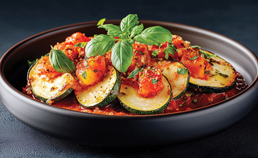 image of zesty skillet zucchini in a serving dish