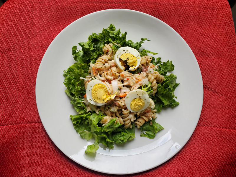 Image of Chicken Club Salad recipe on a plate.