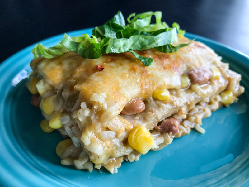 Image of Enchilada Casserole Recipe on a plate.