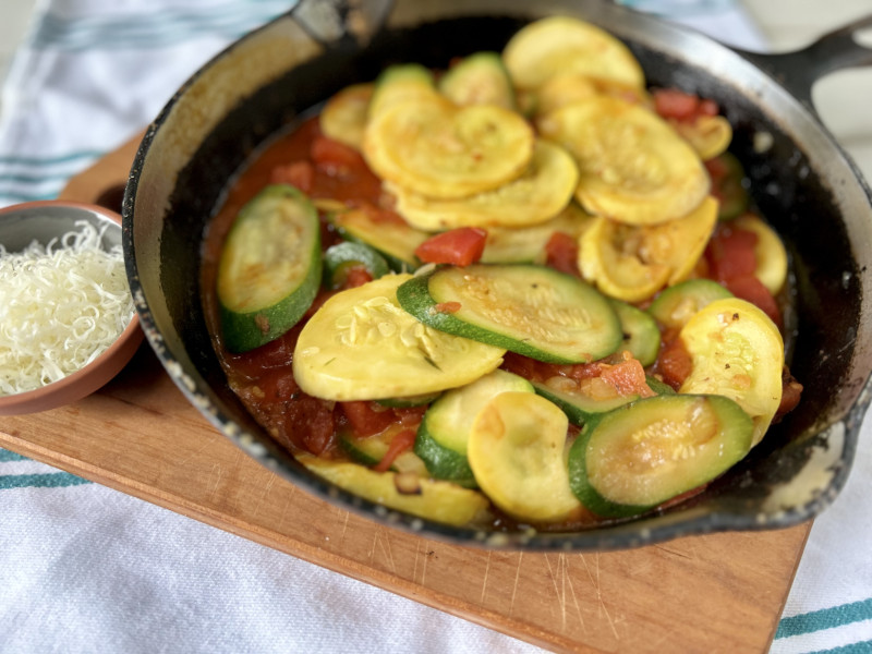 Image of Summer Squash Medley recipe in a skillet