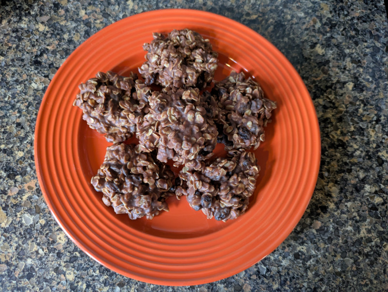 Image of No-Bake Cookies Recipe on a plate.