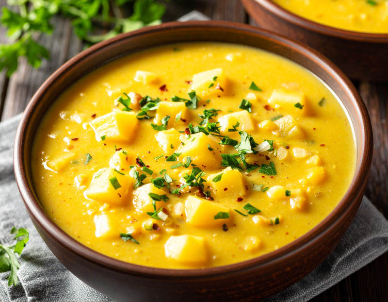 Image of Golden Split Pea Soup recipe in a bowl