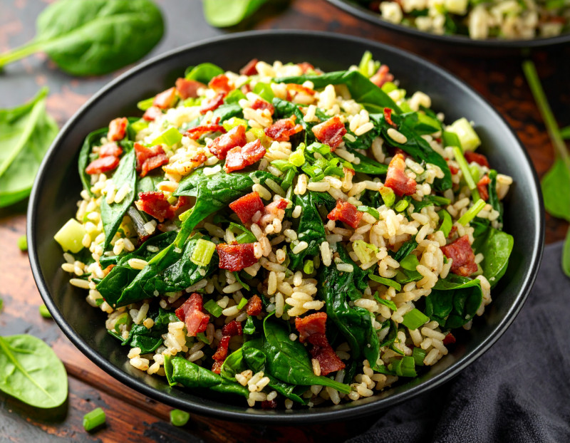 Image of Spinach Rice Salad Recipe in a bowl