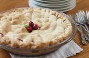 a baking dish of Deep Dish Apple Cranberry Pie