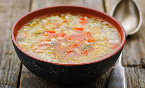 a bowl of chicken soup