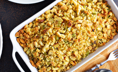 cornbread stuff in a casserole dish