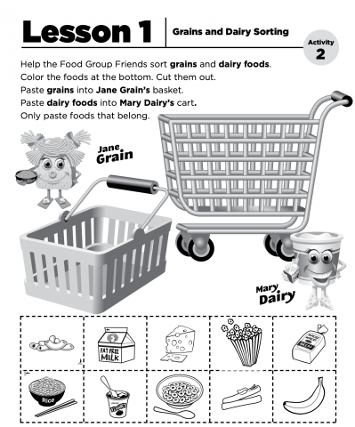 Grains and Dairy Sorting Activity Sheet