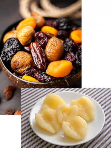 nuts, dried fruits, fresh pears