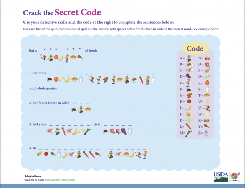 Secret Code activity sheet