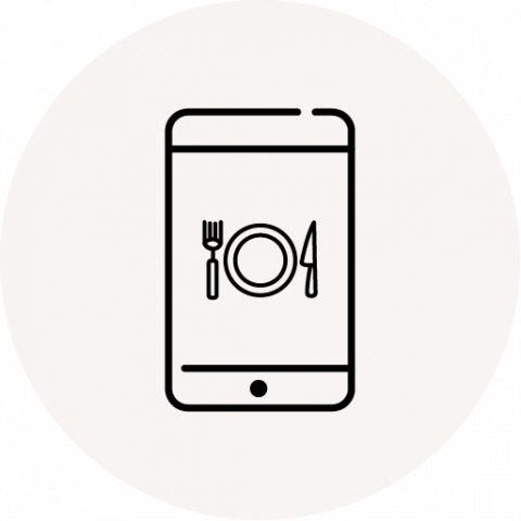 plate fork knife icon on phone icon app