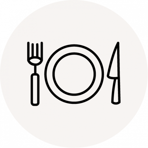 circle plate fork knife plate icon