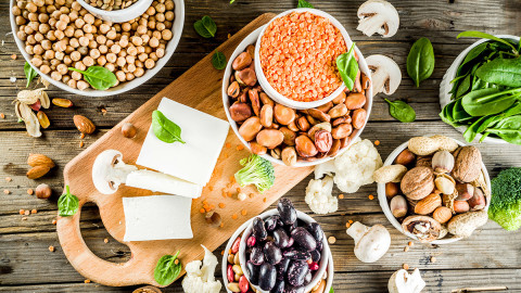 image of vegetarian foods on a cutting board