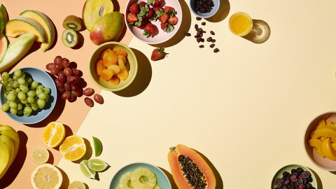 Fruits spread out on a table