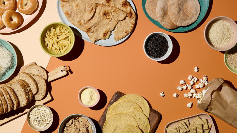 Grains foods spread out on a table