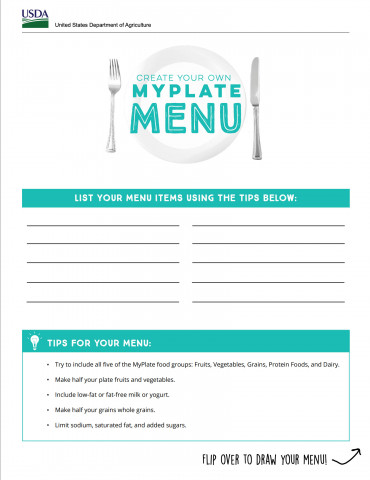 MyPlate Menu Activity Sheet
