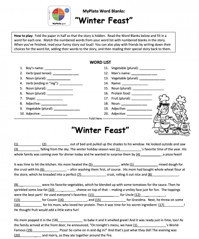 word blank winter feast sheet