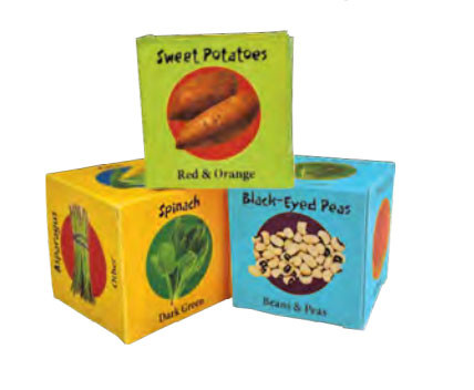 veggie dice block game, 3 blocks