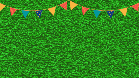 MyPlate Birthday teleconference background -- grass with party banner