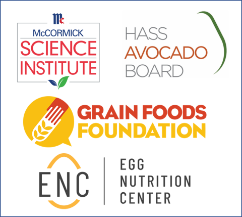 Logo showing McCormick Science Institute, Hass Avocado Board, Grain Foods Foundation, Egg Nutrition Center