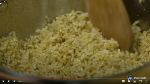screen capture from Brown Rice With Herbs and Spices video