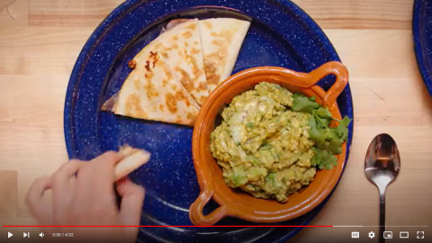 screen capture from Seasoned Sincronizadas Ham and Cheese Quesadillas video