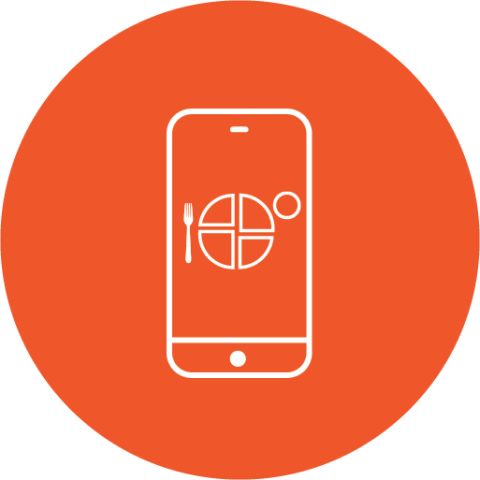 MyPlate logo on phone on orange background
