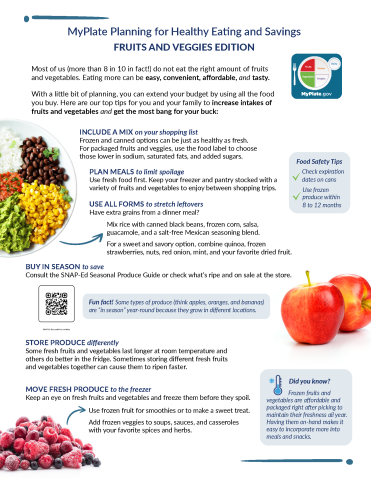 Planning for Healthy Savings: Fruit and Vegetable Edition