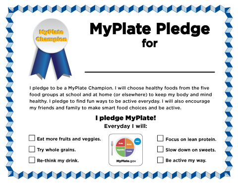 image of MyPlate Pledge Certificate