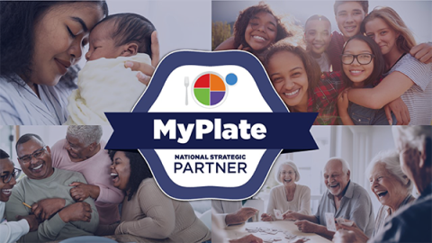 image of diverse people with the myplate national strategic partner logo overlaid