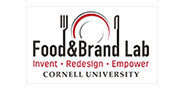 text logo for the Cornell Food and Brand Lab which also contains a line drawing of a plate with a fork and knife