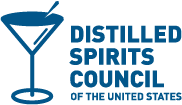 text logo for the Distilled Spirits Council which also contains a line drawing of a cocktail glass