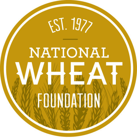 text logo for the National Wheat Foundation which also contains a cartoon drawing of wheat
