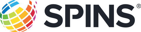 text logo for the Spins Company which also contains a rainbow colored ball