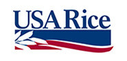 text logo for the USA Rice Company which also contains a line drawing of rice