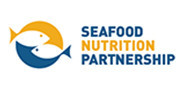 text logo for seafood nutrition partnership which contains cartoon drawings of two fish