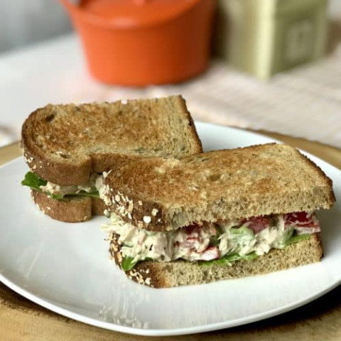 image of Tuna Veggie Picnic Sandwich on a plate