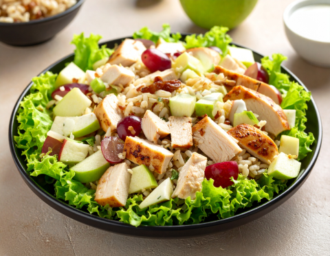 Image of Chicken, Rice and Fruit Salad recipe on a plate