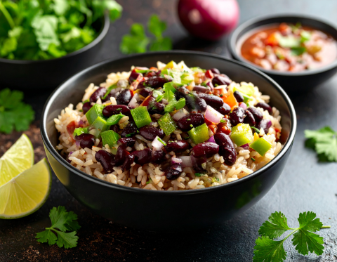 Cuban Beans and Rice Recipe in a bowl
