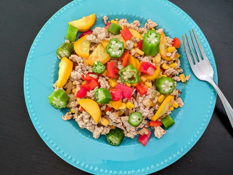 Image of Veggie Stir-Fry with Turkey recipe on a plate