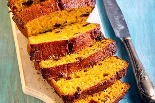 Pumpkin Breads sliced on a plate