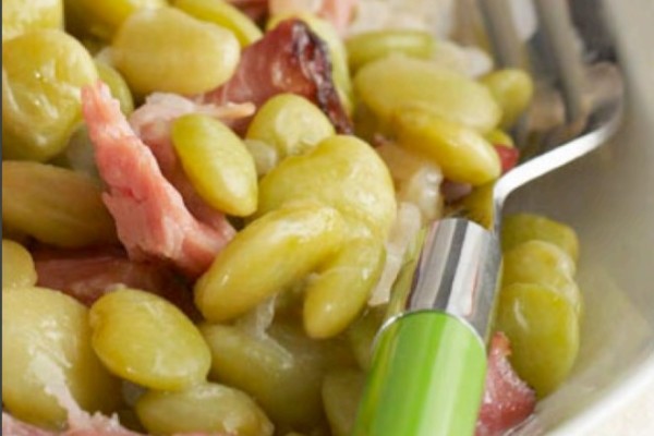 Smoked Ham Hocks with Lima Beans in a bowl